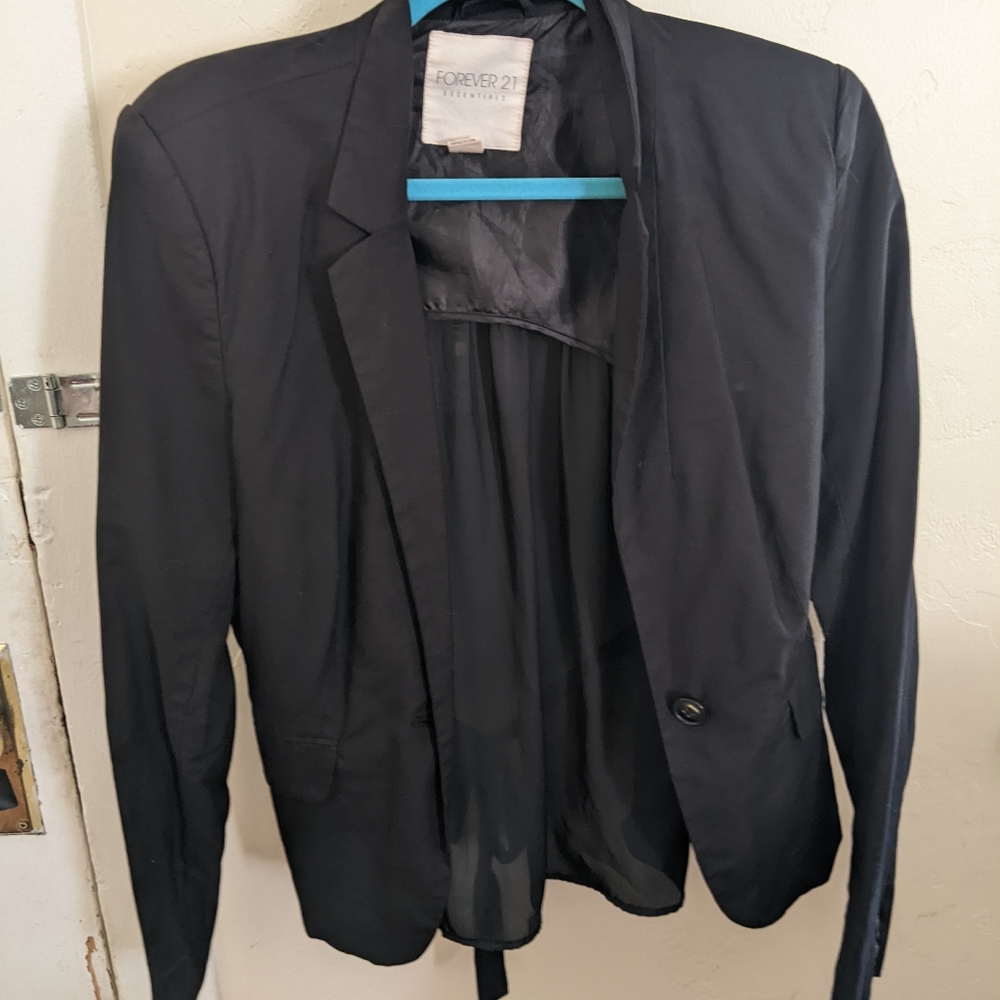 Forever 21 Large Black Blazer with Sheer Back